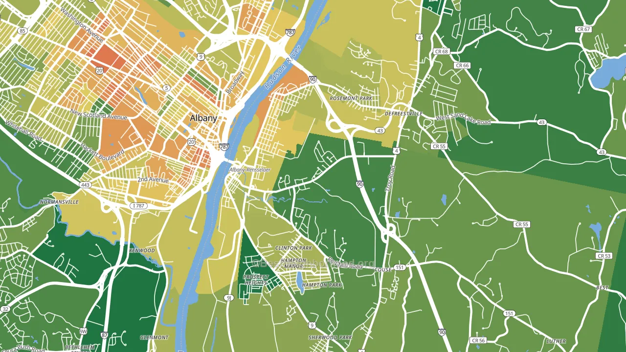 Rensselaer, NY block-group voter-turnout map