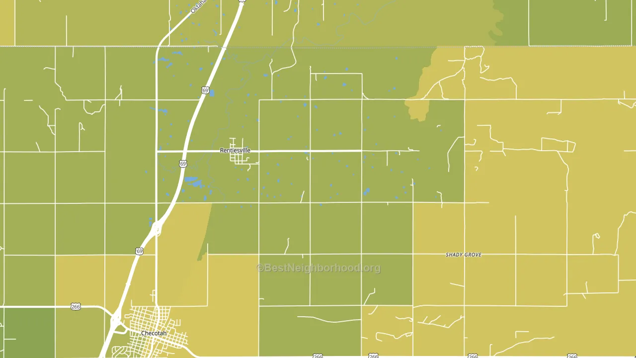 Rentiesville, OK block-group voter-turnout map