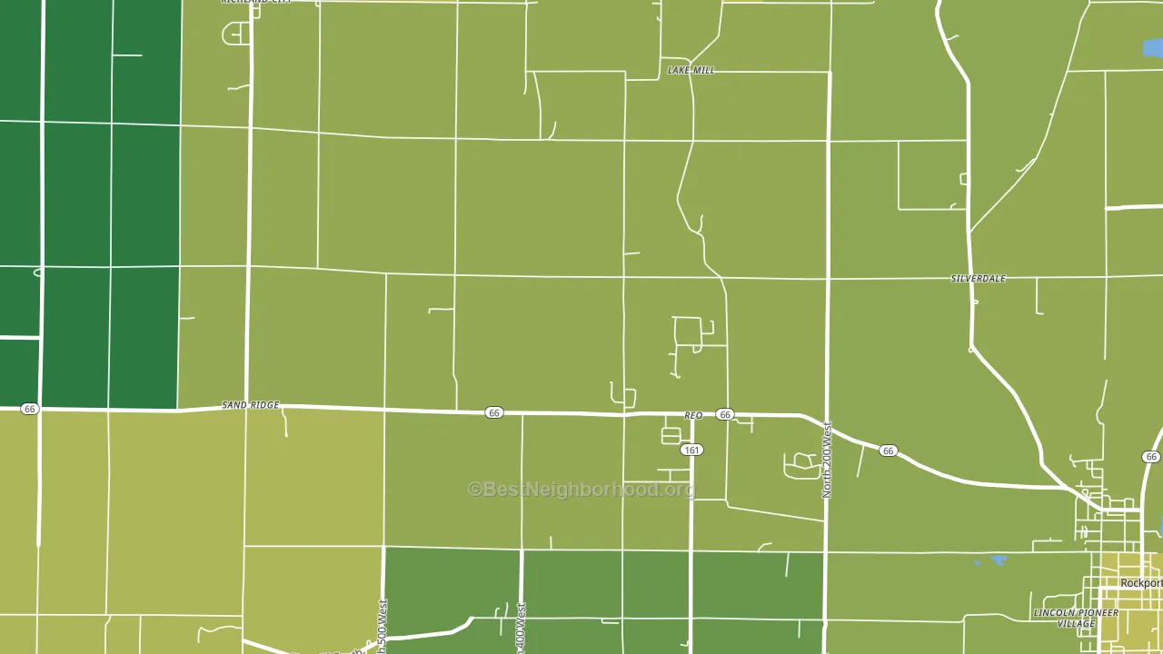 Reo, IN block-group voter-turnout map