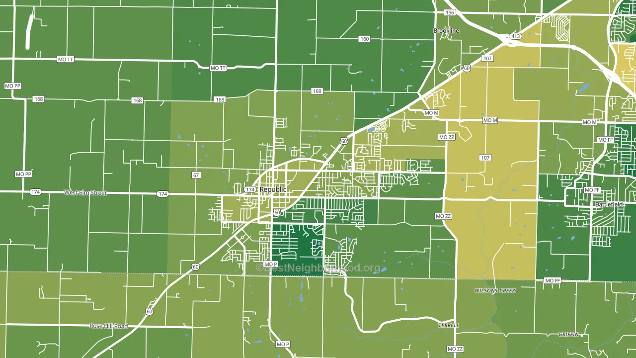Republic, MO block-group voter-turnout map
