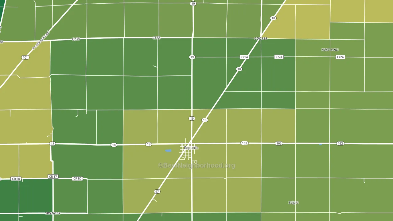 Republic, OH block-group voter-turnout map
