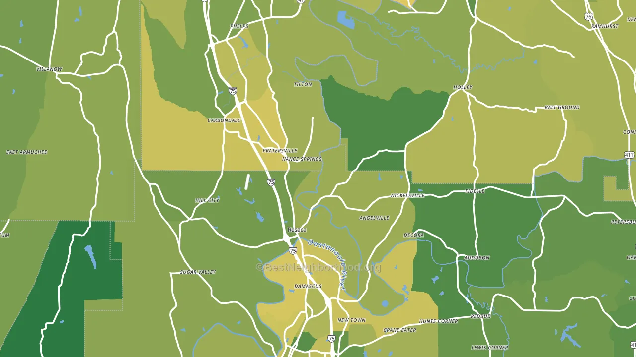 Resaca, GA block-group voter-turnout map