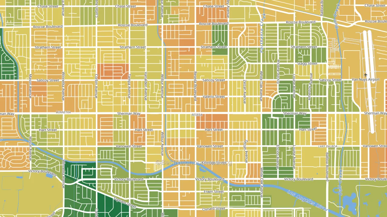 Reseda, CA block-group voter-turnout map