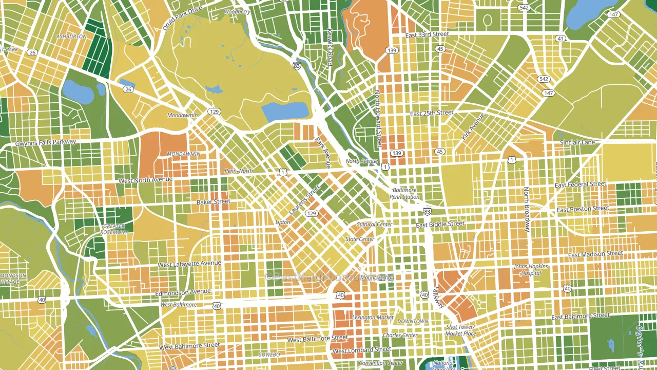 Reservoir Hill-Bolton Hill, Baltimore, MD block-group voter-turnout map