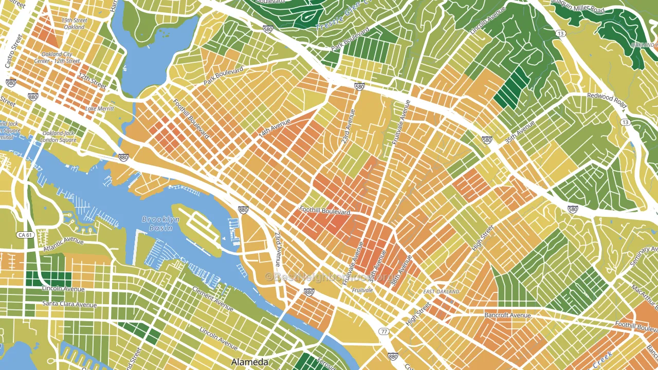 Reservoir Hills, Oakland, CA block-group voter-turnout map