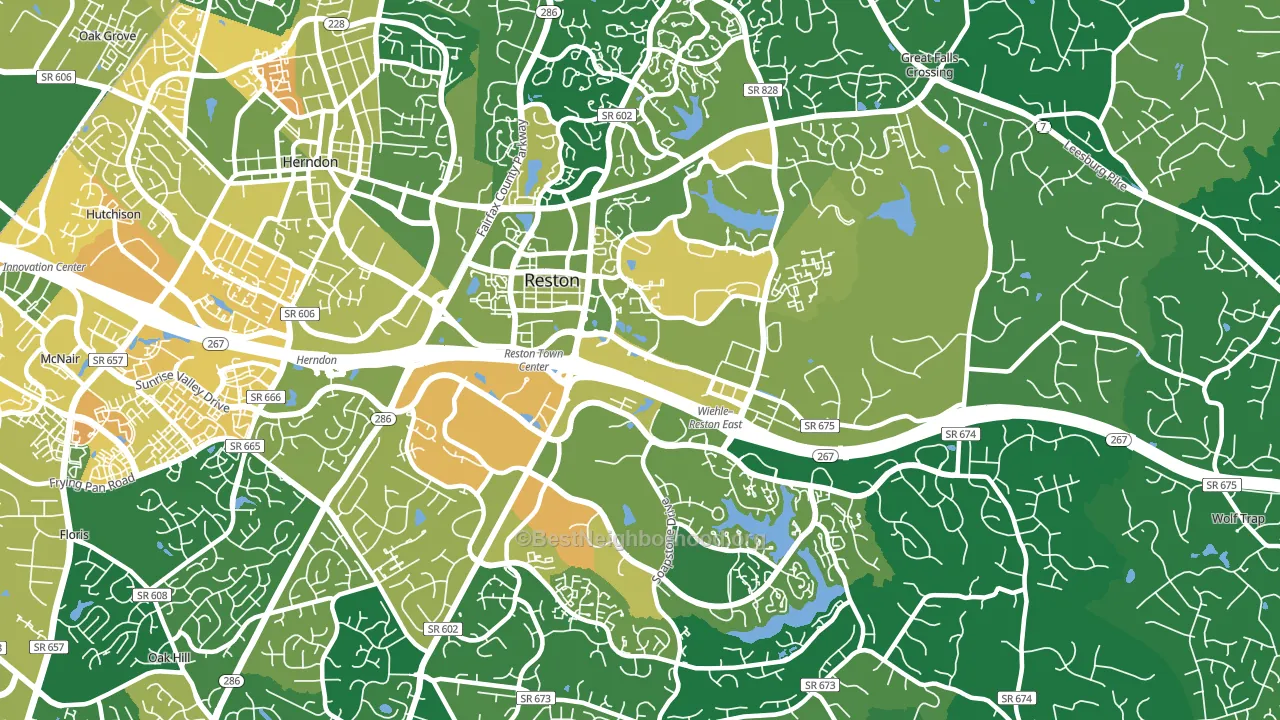 Reston, VA block-group voter-turnout map