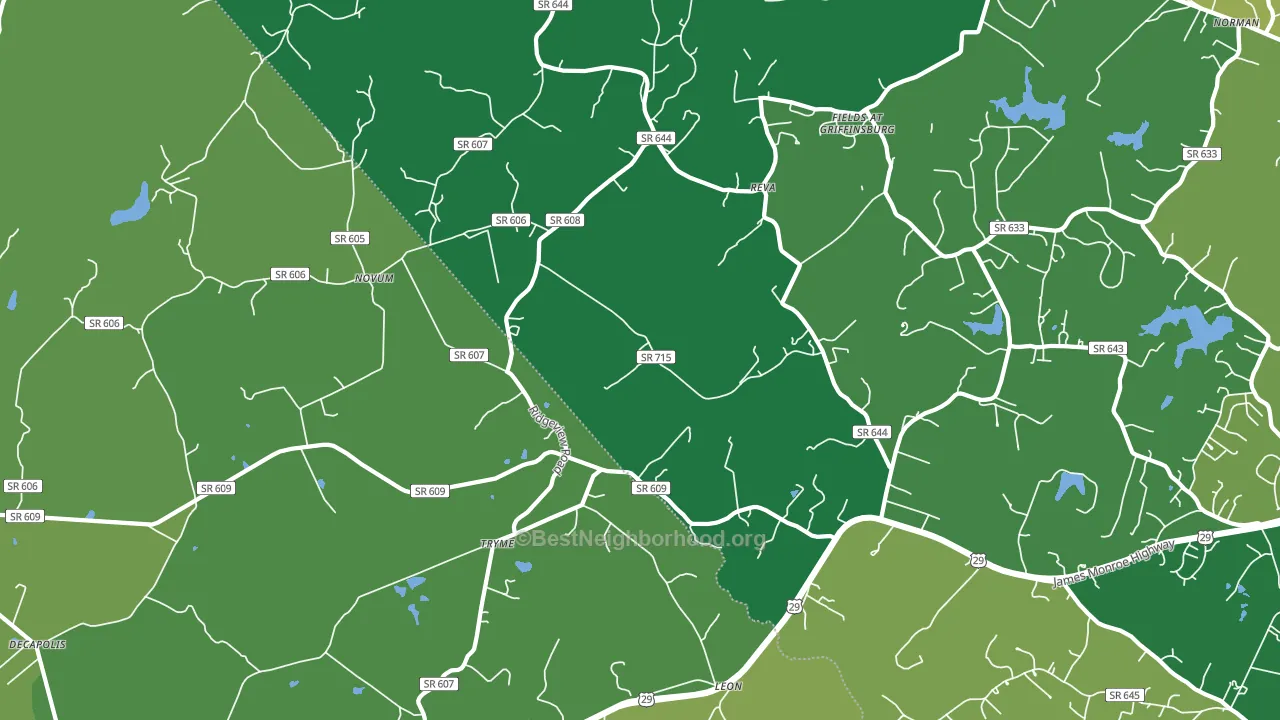 Reva, VA block-group voter-turnout map