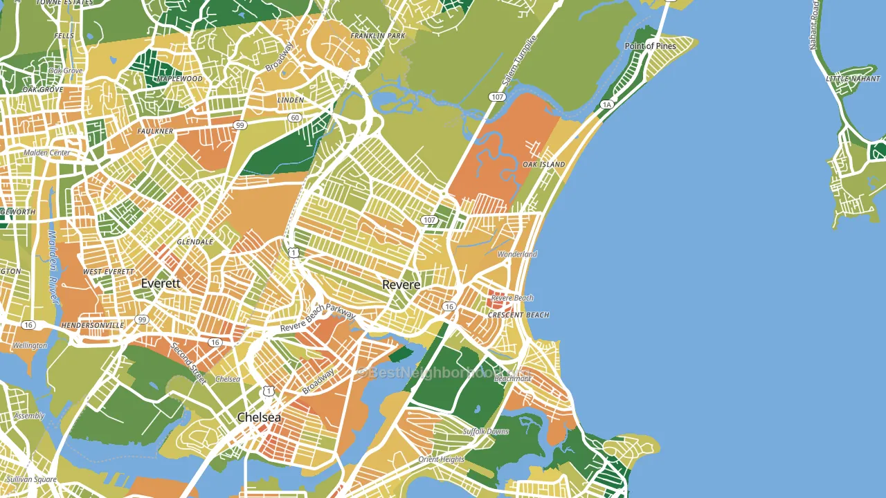 Revere, MA block-group voter-turnout map