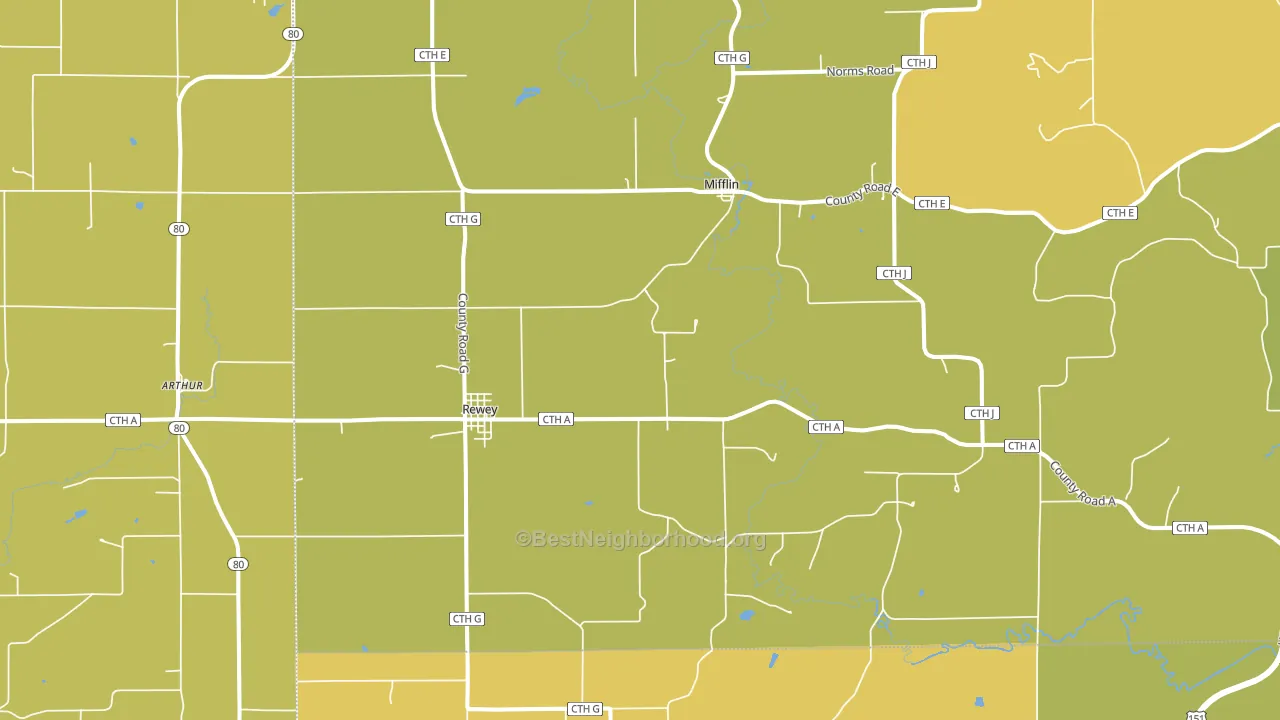 Rewey, WI block-group voter-turnout map