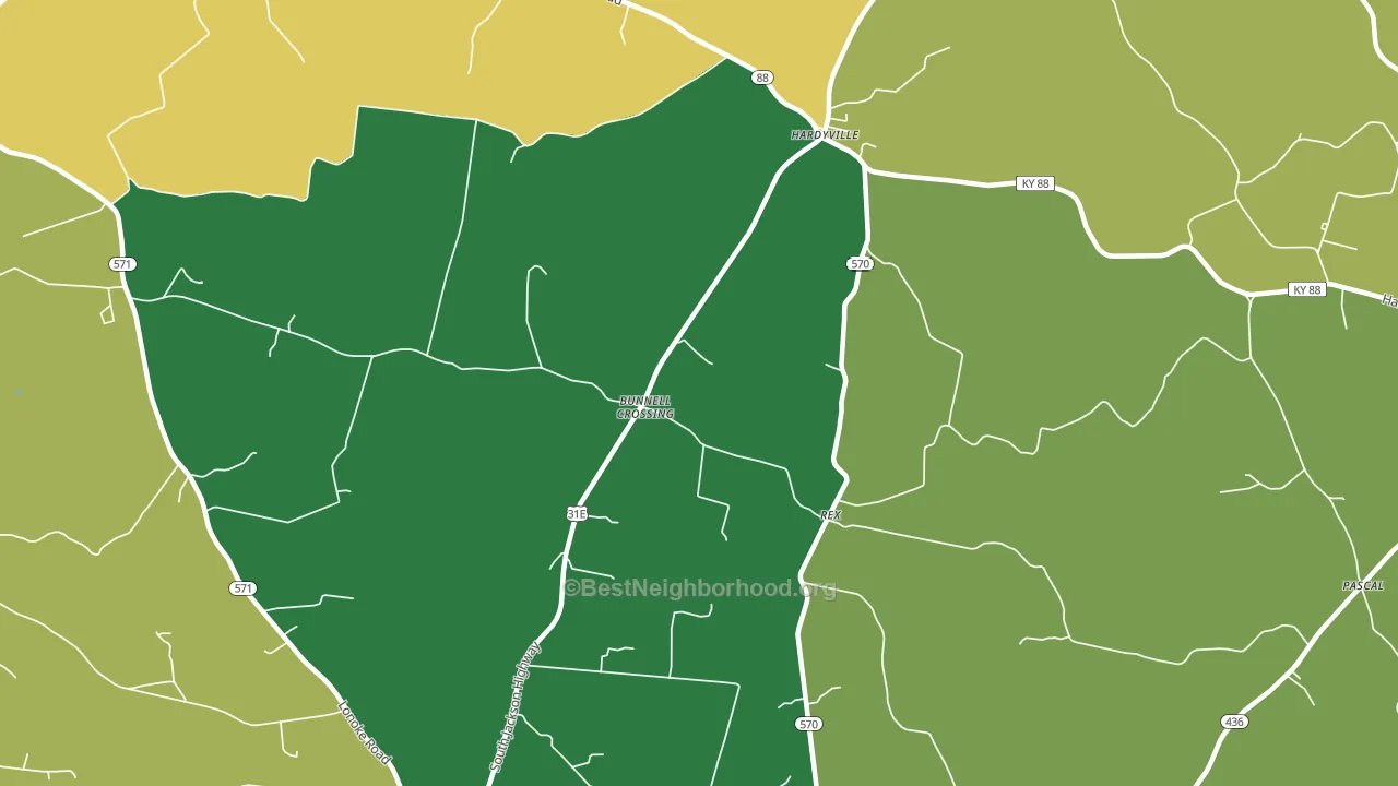 Rex, KY block-group voter-turnout map