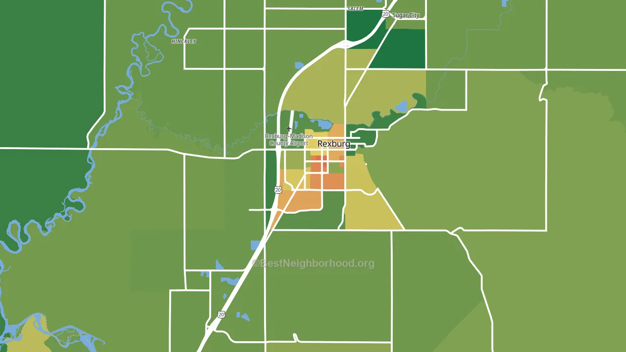Rexburg, ID block-group voter-turnout map