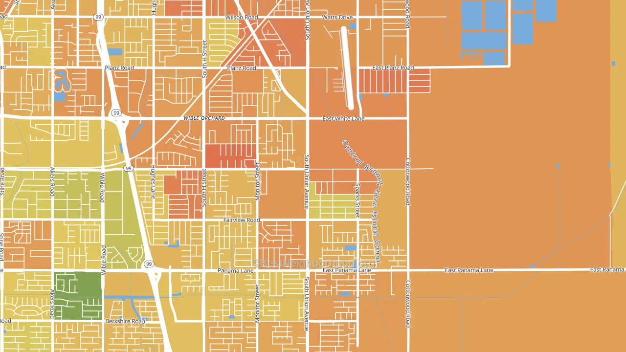 Rexland Acres, Bakersfield, CA block-group voter-turnout map