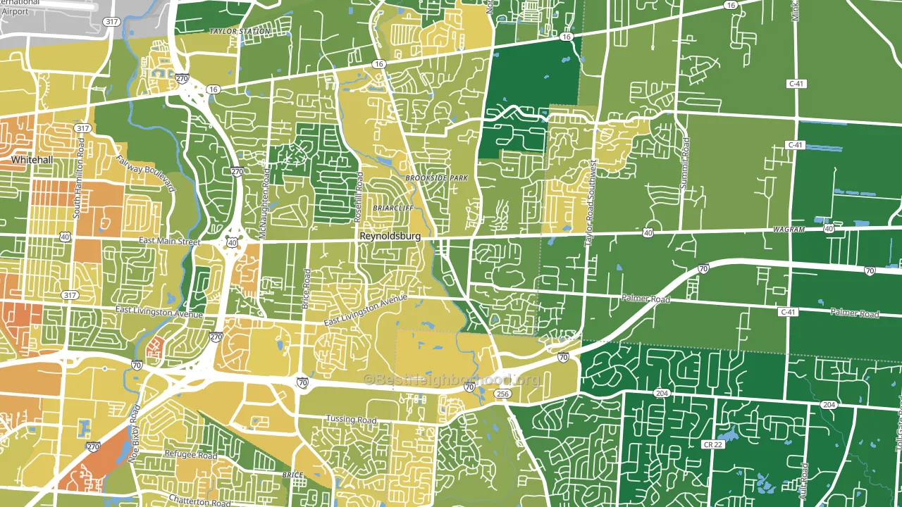 Reynoldsburg, OH block-group voter-turnout map