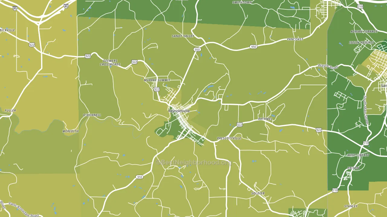 Reynoldsville, PA block-group voter-turnout map