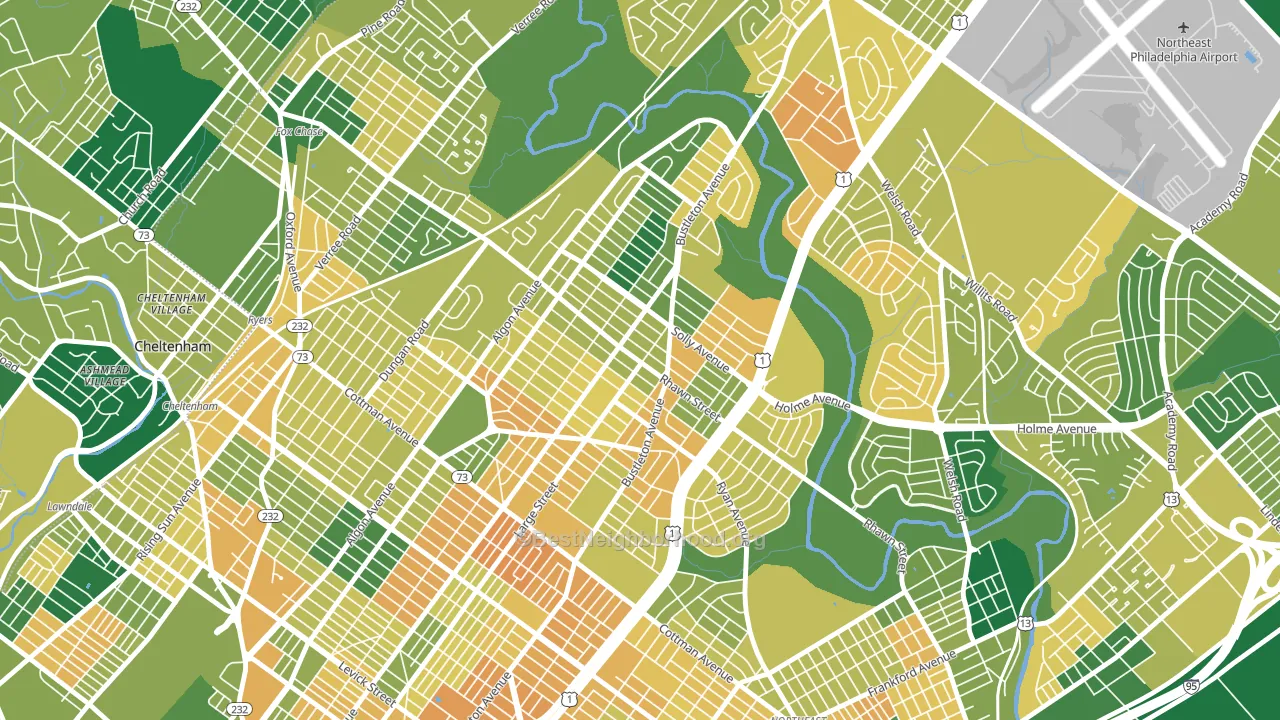Rhawnhurst, Philadelphia, PA block-group voter-turnout map