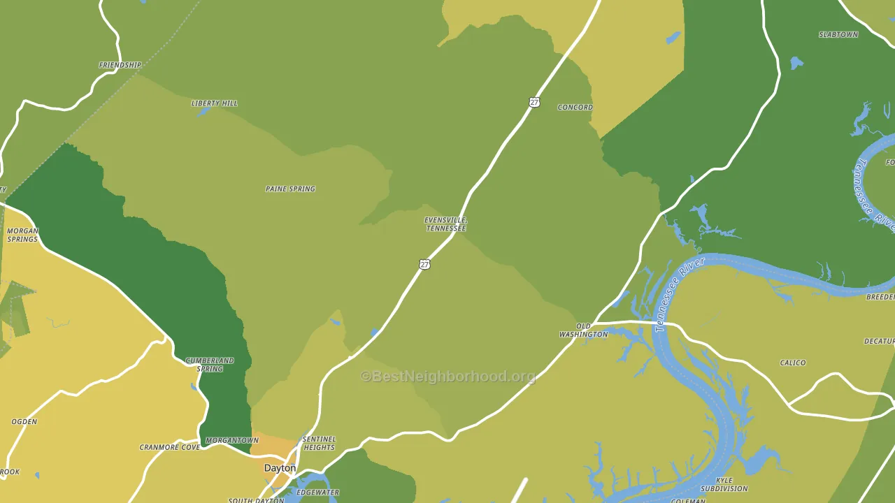 Rhea County, TN block-group voter-turnout map