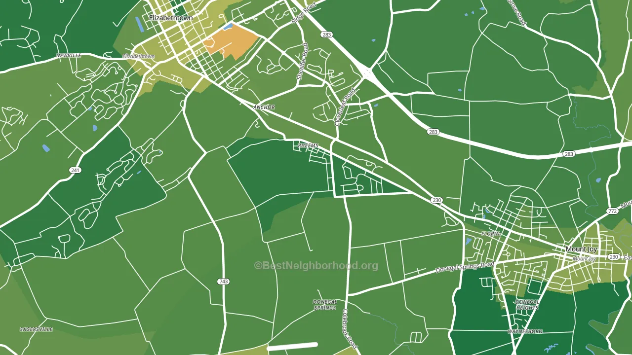 Rheems, PA block-group voter-turnout map