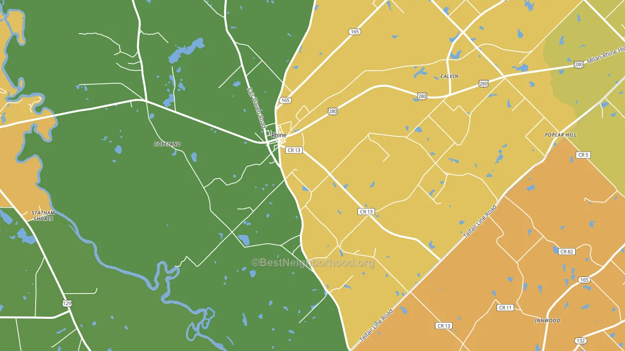 Rhine, GA block-group voter-turnout map