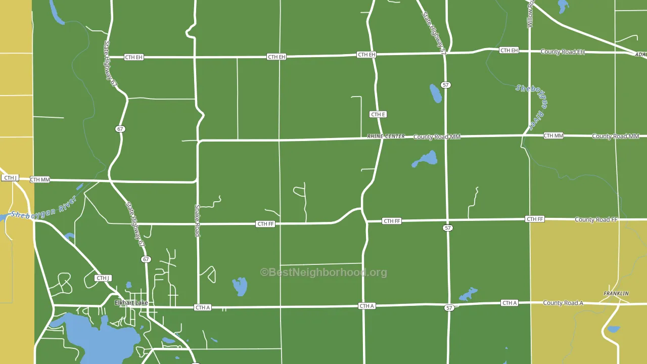 Rhine, WI block-group voter-turnout map