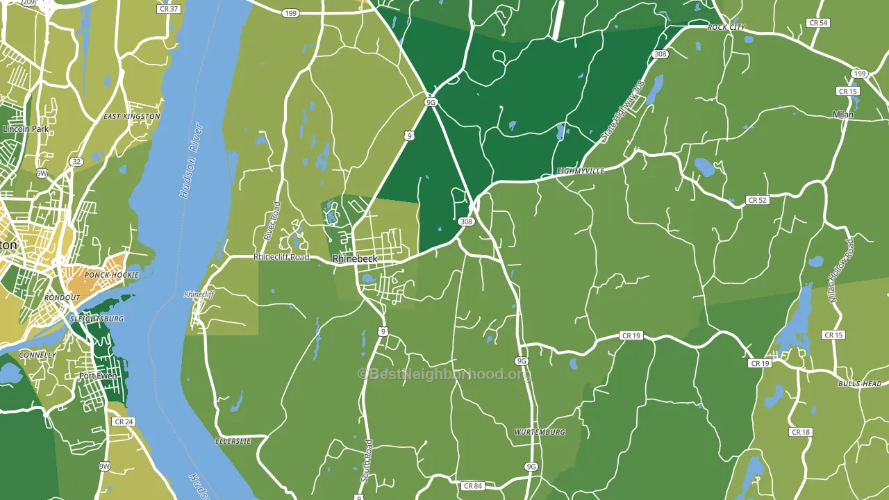 Rhinebeck, NY block-group voter-turnout map