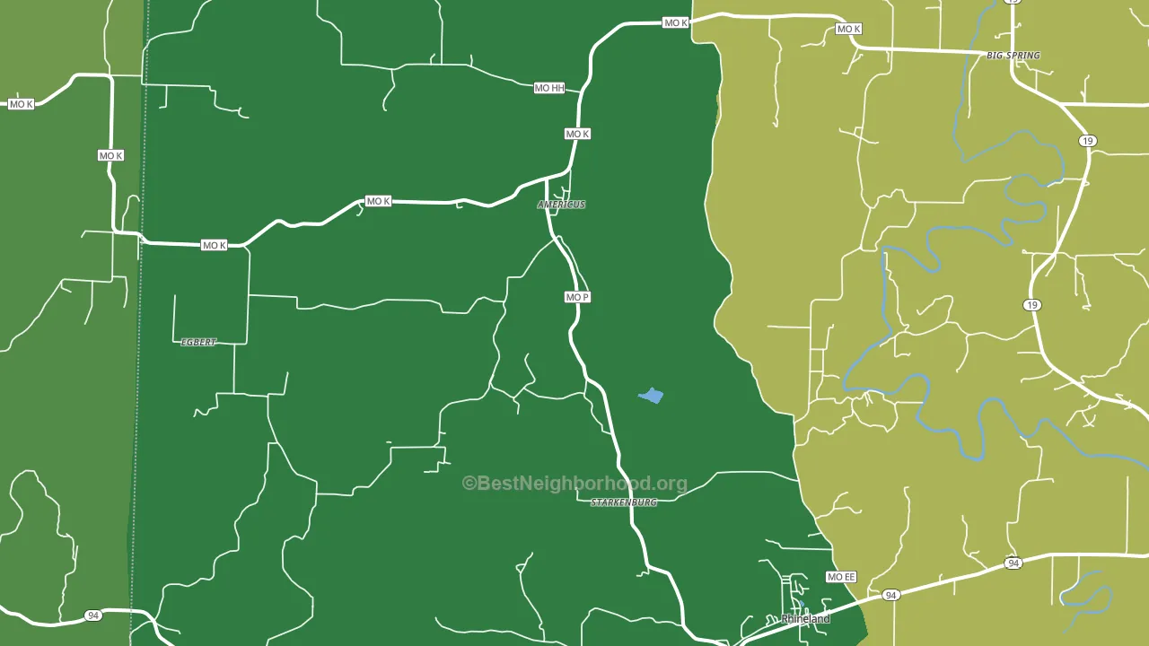 Rhineland, MO block-group voter-turnout map