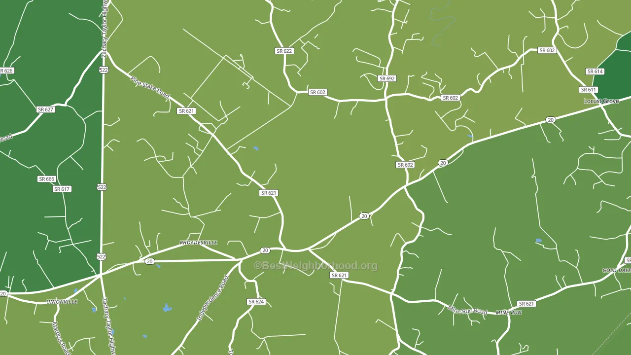 Rhoadesville, VA block-group voter-turnout map