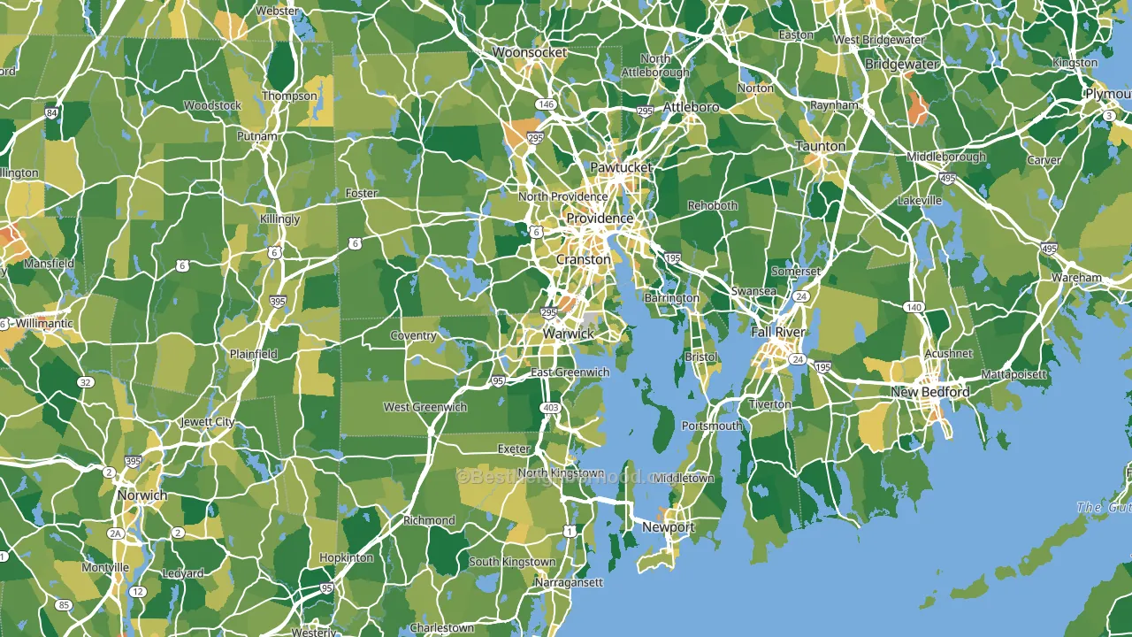 Rhode Island block-group voter-turnout map