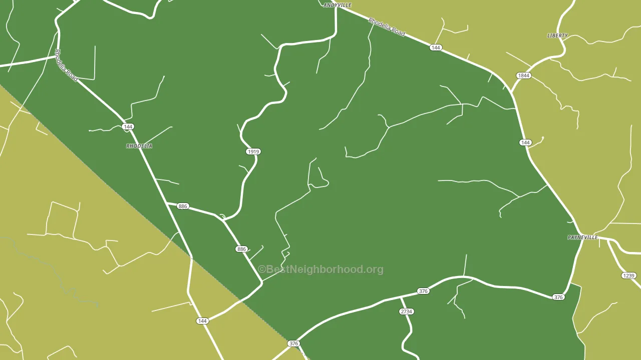 Rhodelia, KY block-group voter-turnout map