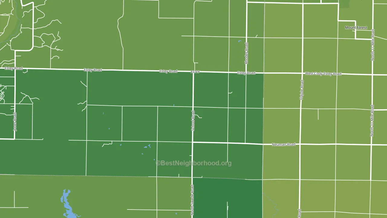 Rhodes, MI block-group voter-turnout map