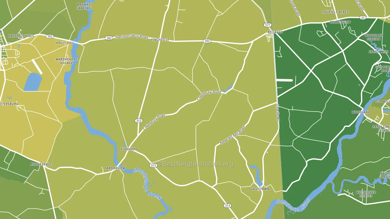 Rhodesdale, MD block-group voter-turnout map