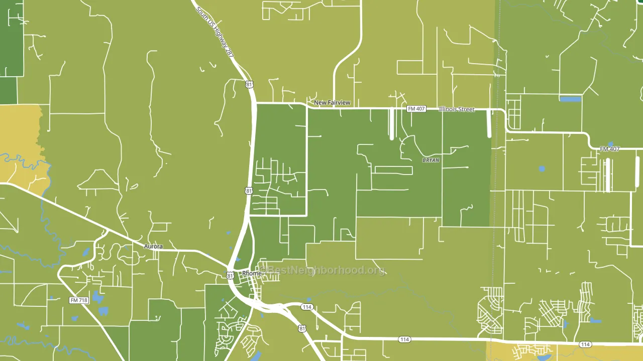 Rhome, TX block-group voter-turnout map