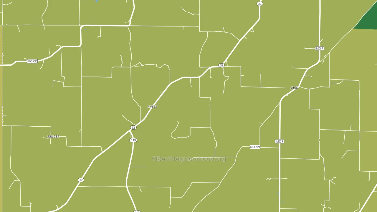 Rhyse, MO block-group voter-turnout map