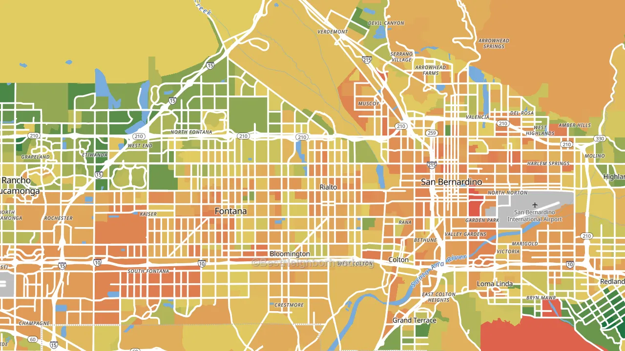 Rialto, CA block-group voter-turnout map