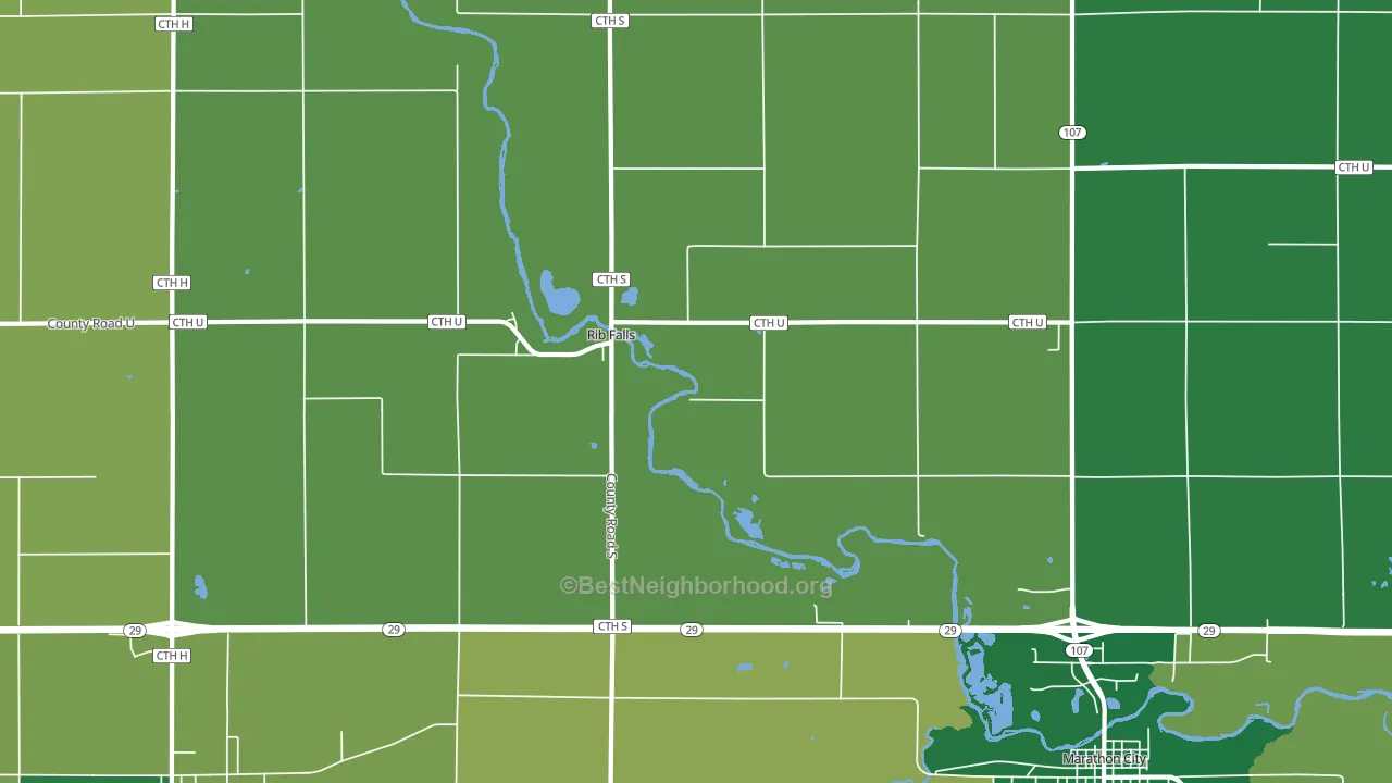 Rib Falls, WI block-group voter-turnout map
