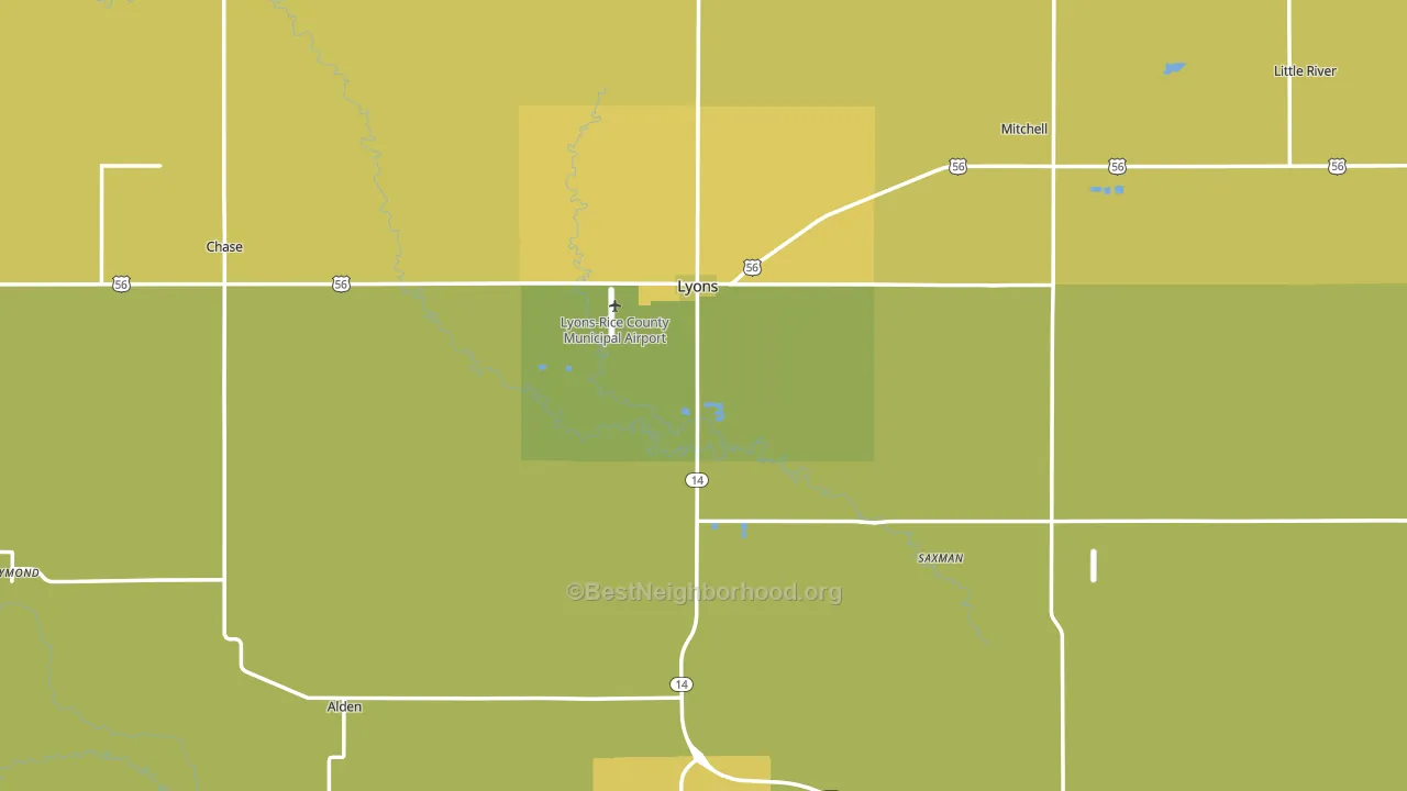 Rice County, KS block-group voter-turnout map