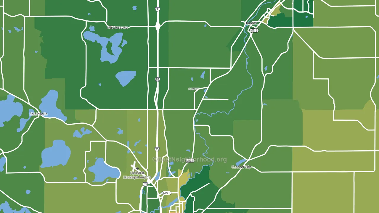 Rice County, MN block-group voter-turnout map