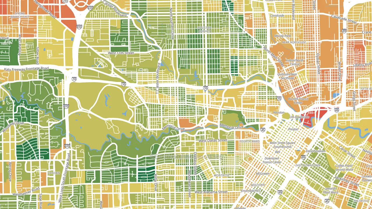 Rice Military, Houston, TX block-group voter-turnout map