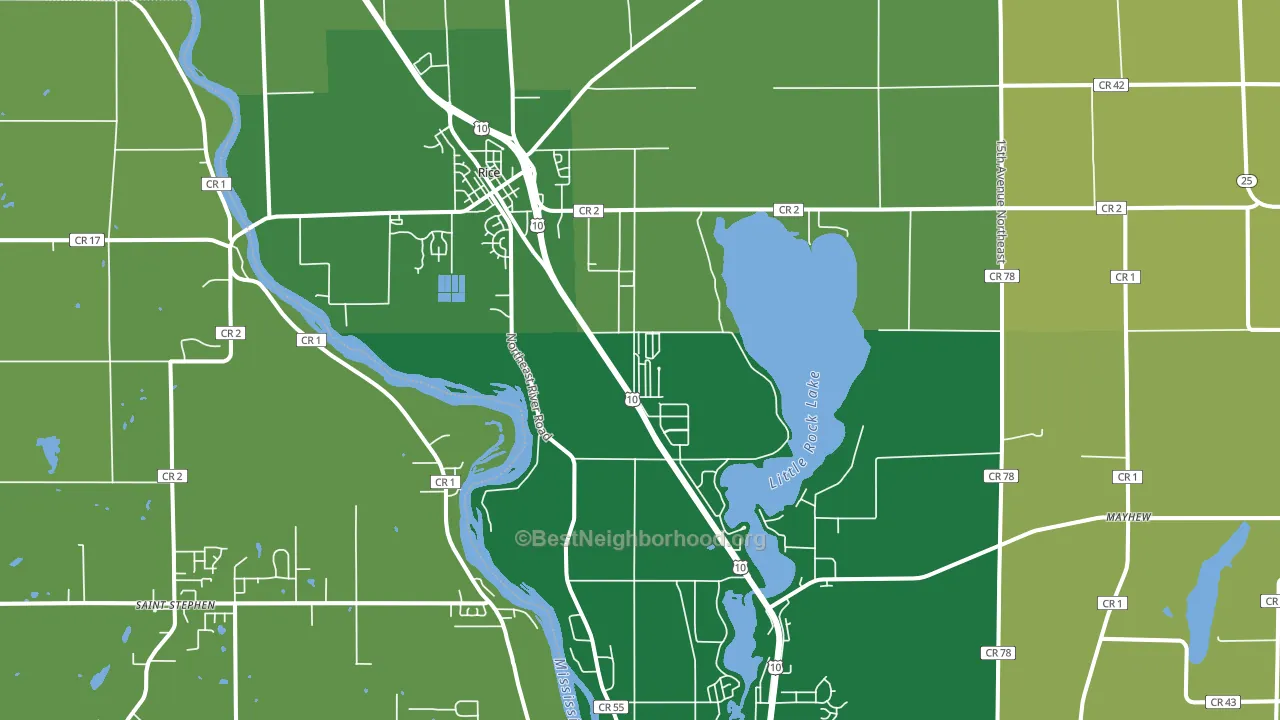 Rice, MN block-group voter-turnout map