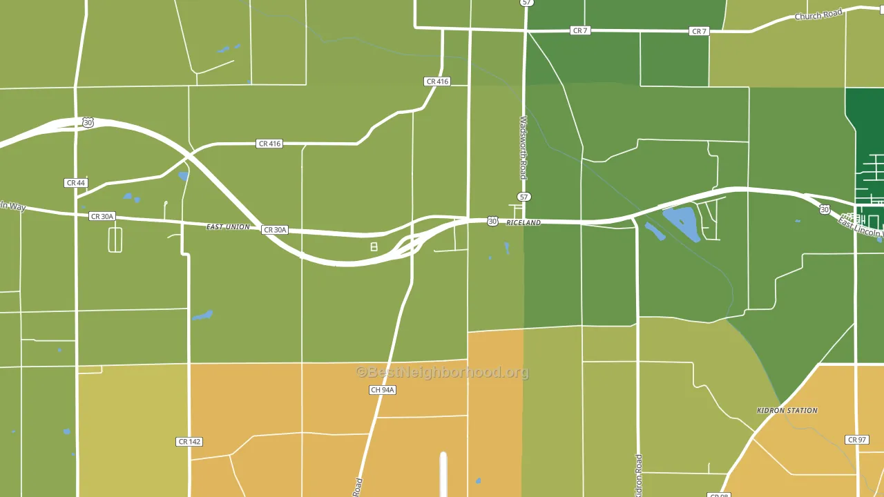 Riceland, OH block-group voter-turnout map
