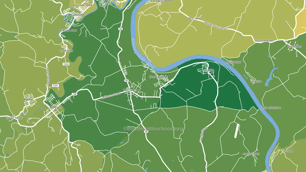 Rices Landing, PA block-group voter-turnout map