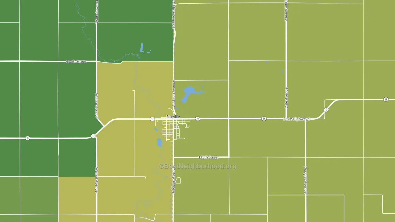 Riceville, IA block-group voter-turnout map