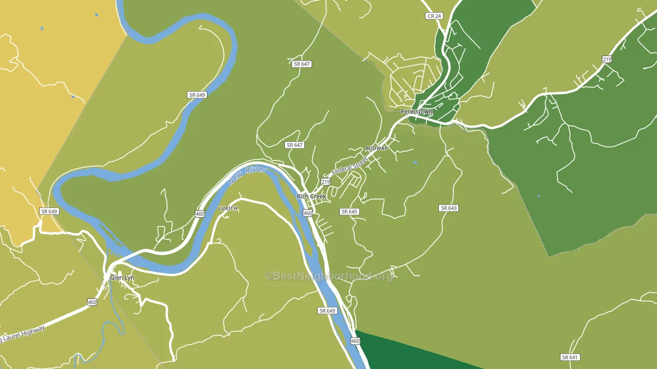 Rich Creek, VA block-group voter-turnout map