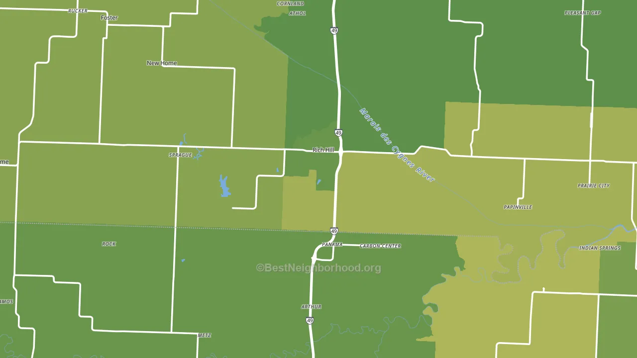 Rich Hill, MO block-group voter-turnout map