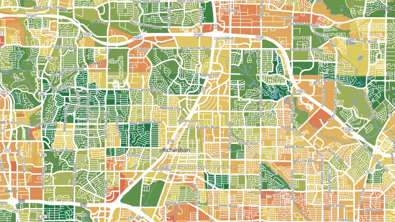 Richardson, TX block-group voter-turnout map