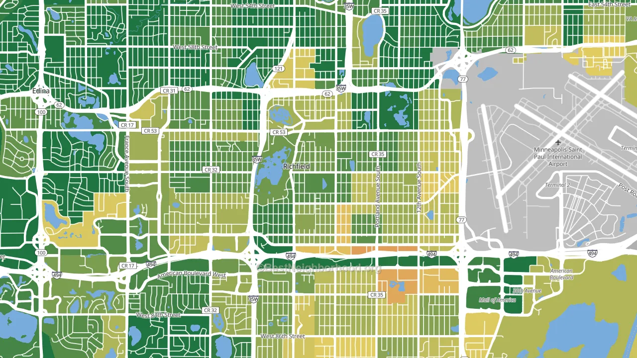 Richfield, MN block-group voter-turnout map
