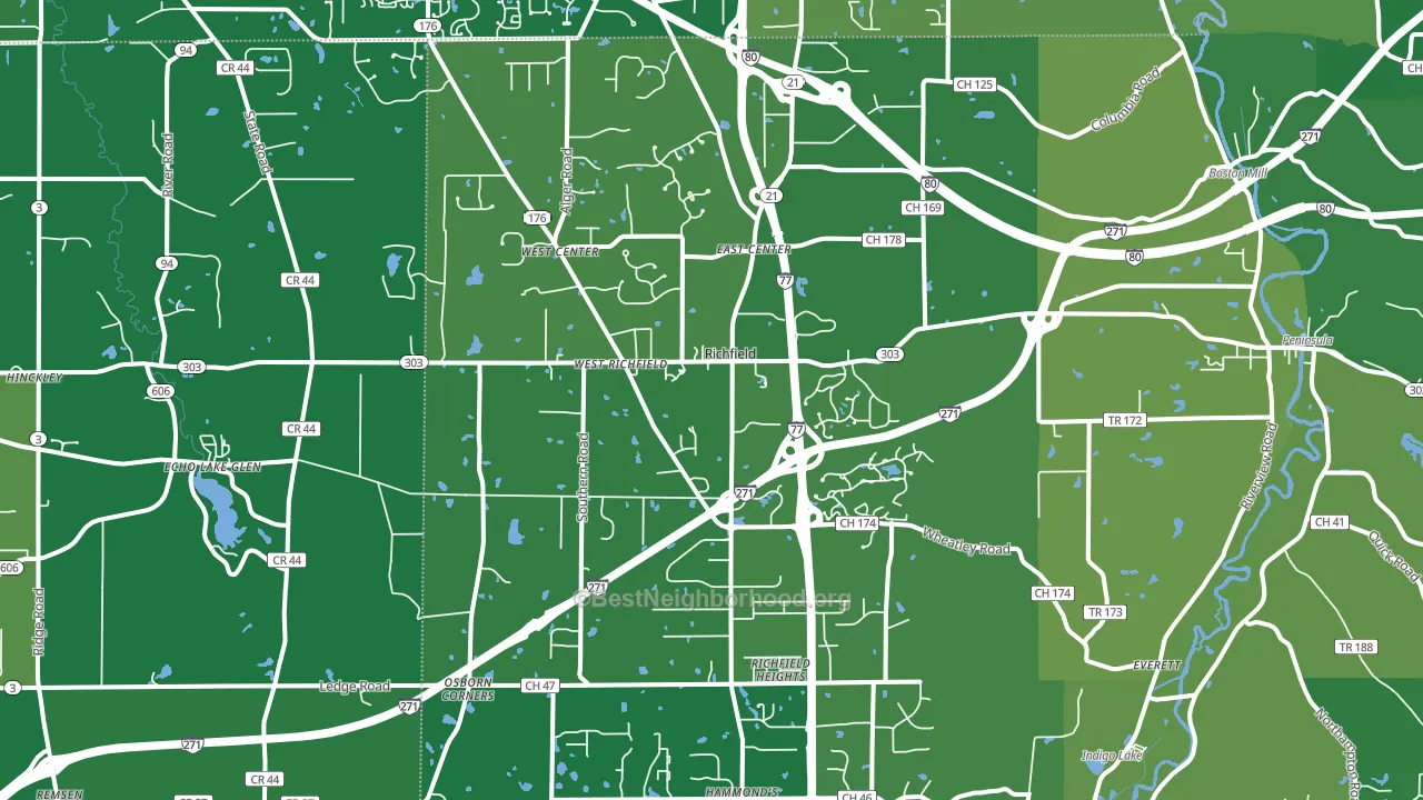 Richfield, OH block-group voter-turnout map