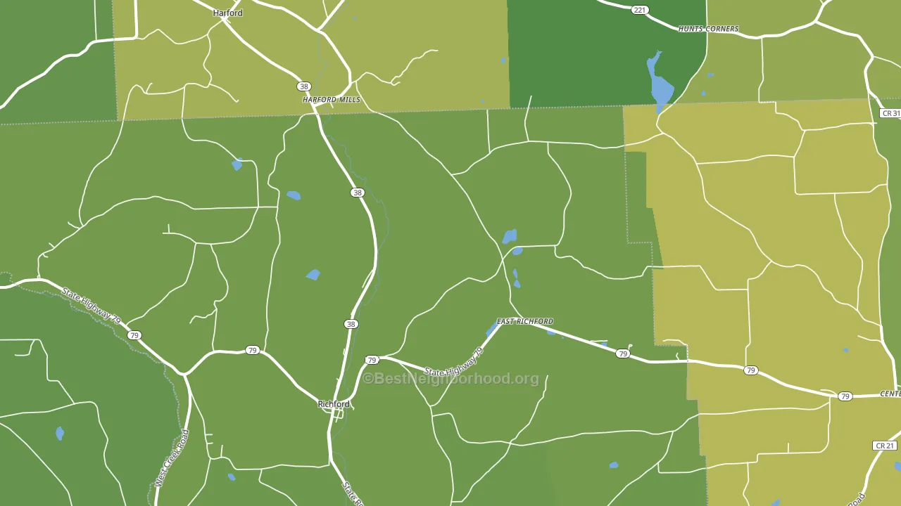 Richford, NY block-group voter-turnout map