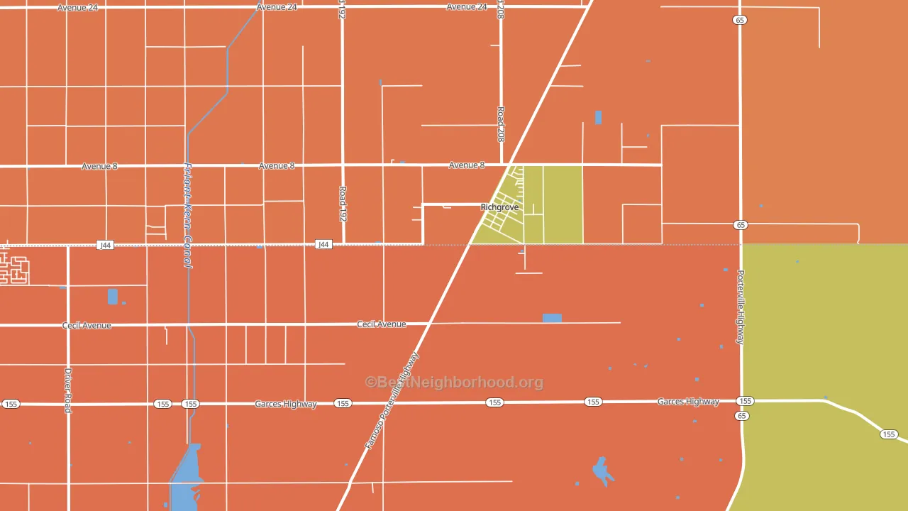Richgrove, CA block-group voter-turnout map