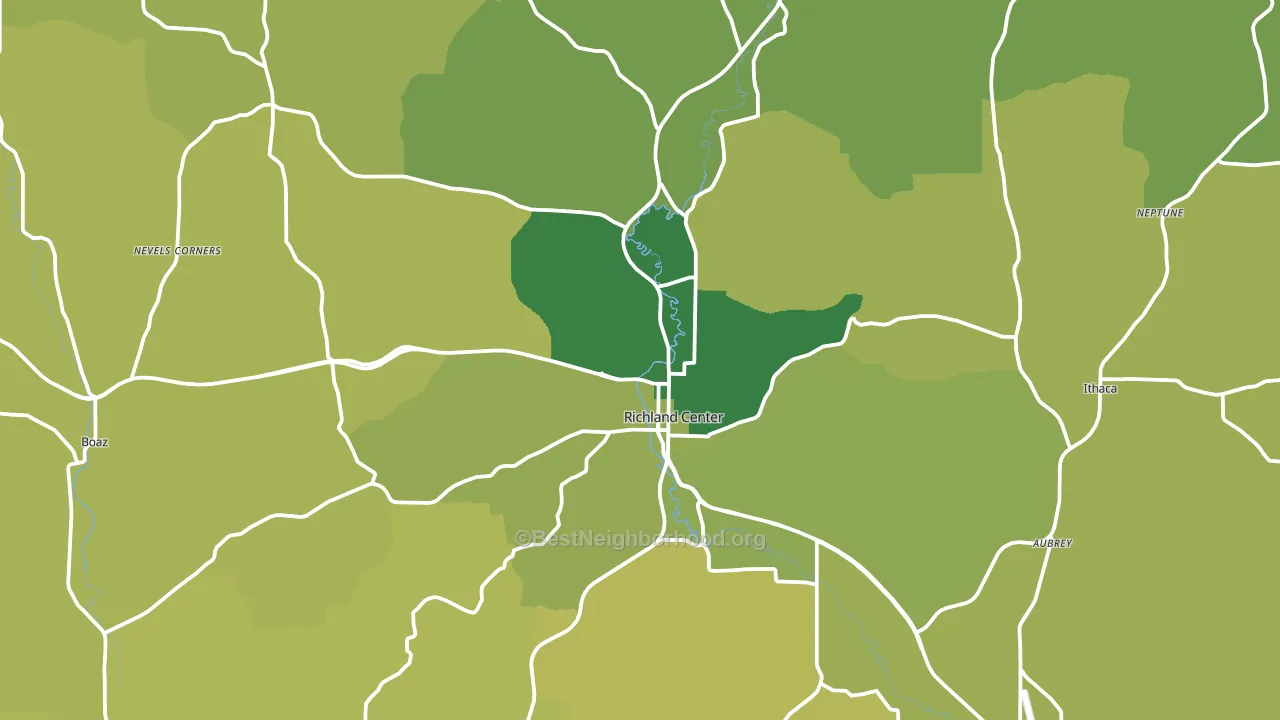 Richland Center, WI block-group voter-turnout map