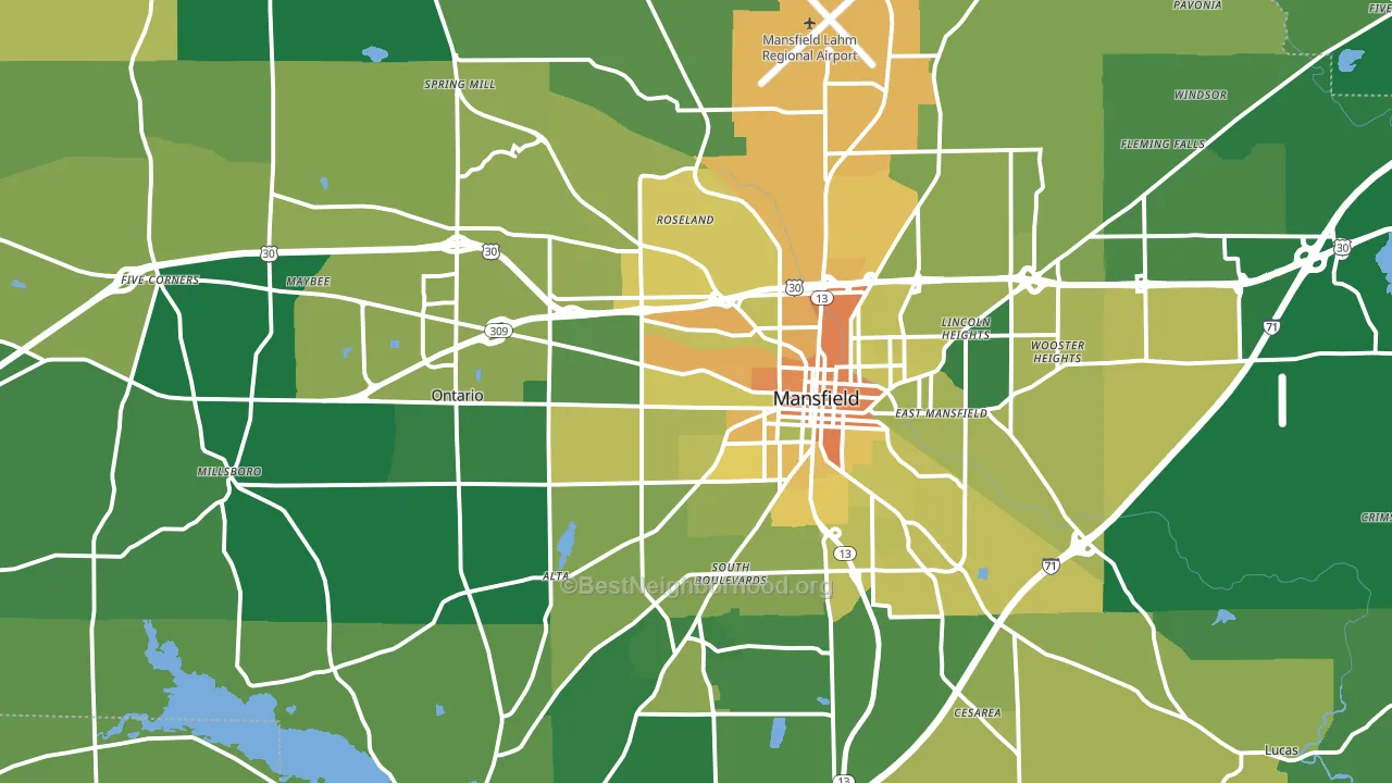 Richland County, OH block-group voter-turnout map